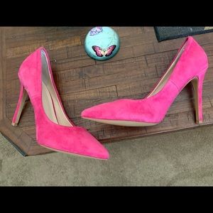 Hot pink suede pumps. New never worn.